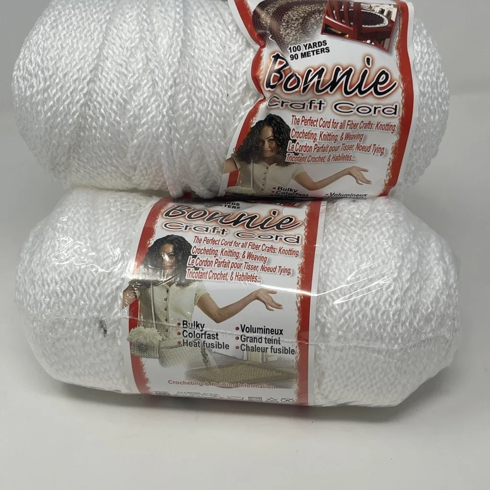 Bonnie Craft Cord 4mm  100 Yards lot of 2 Macrame, Made in USA New Sealed White